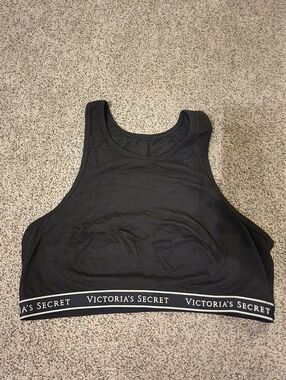 Victoria's Secret Black High-Neck Logo Band Sports Bra XL